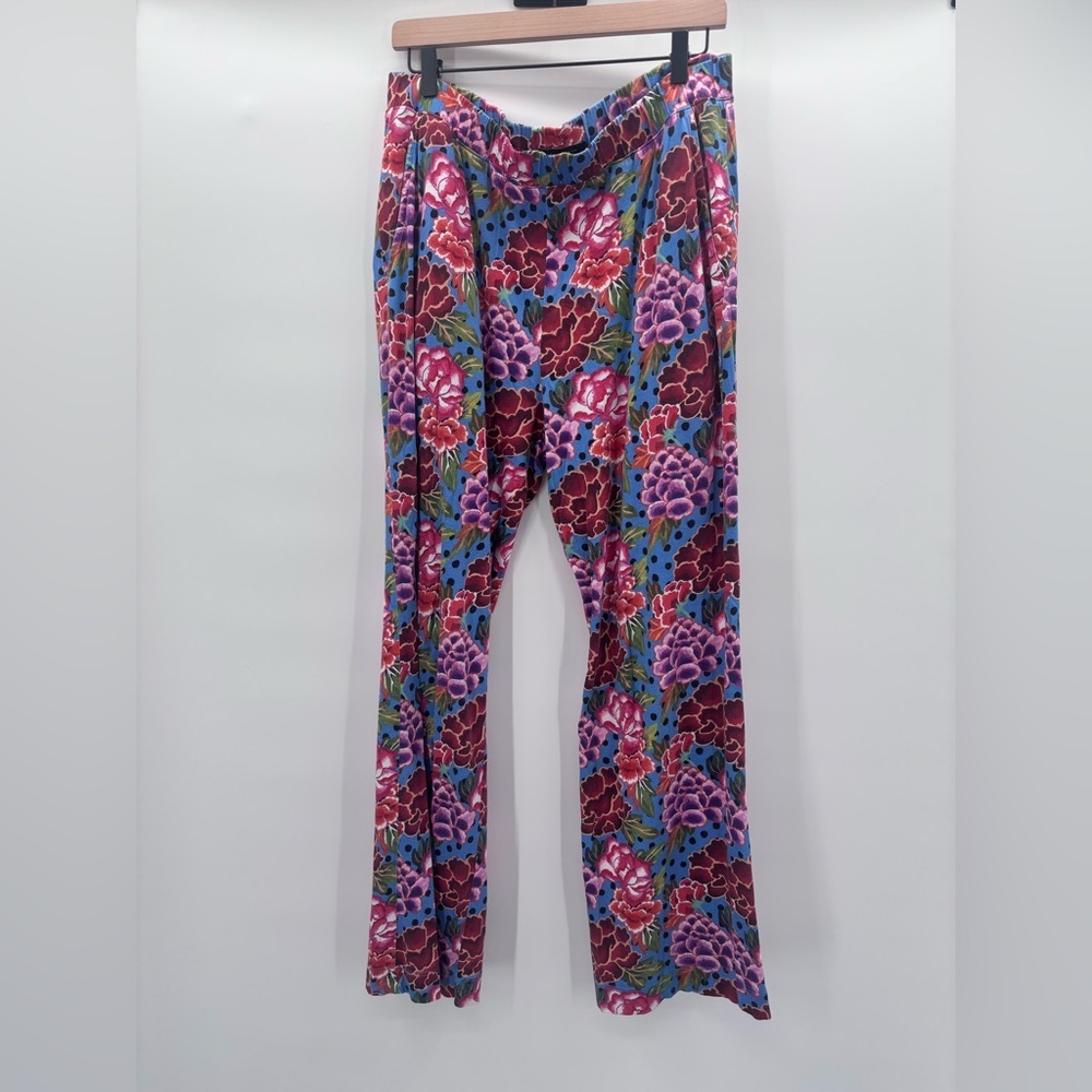 Peruvian Connection Floral PJ Pajama Pants - Red and Blue Size Small